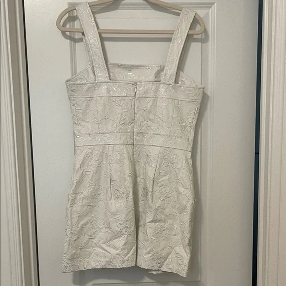 Amanda Uprichard Vegan Leather White Floral Embroidered Dress, Size Medium, EUC - Picture 10 of 11